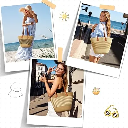 Sac en paille porté de plusieurs façons – collage de styles